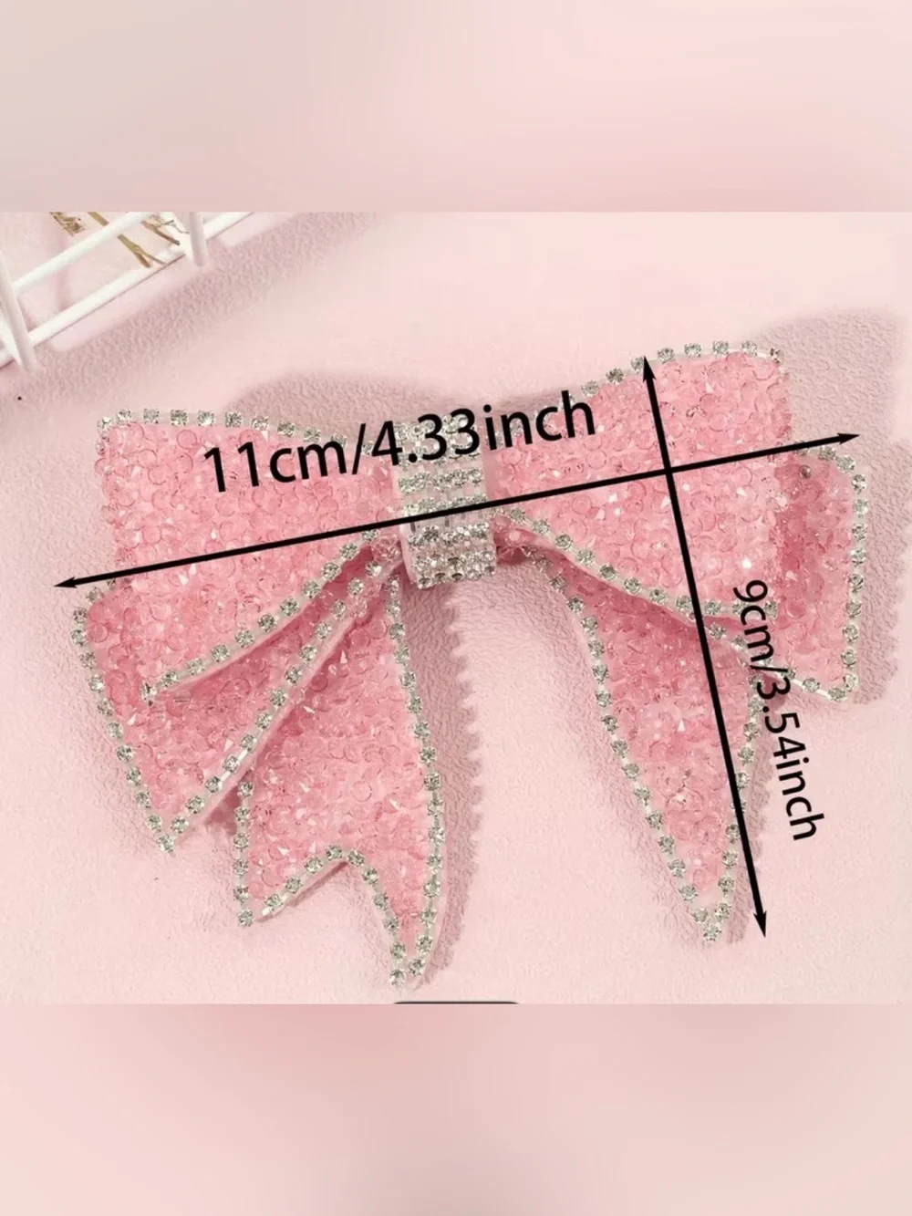 Crystal Bow Hair Clip - Black Rhinestone Accent